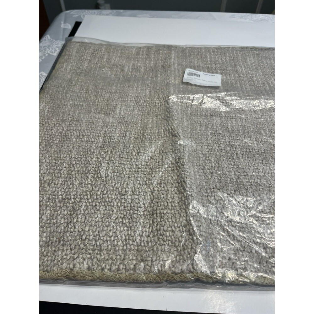 Pottery Barn Duskin Textured Pillow Cover Flax Ivory 20”x20” Neutrals New w Tags - Picture 6 of 13